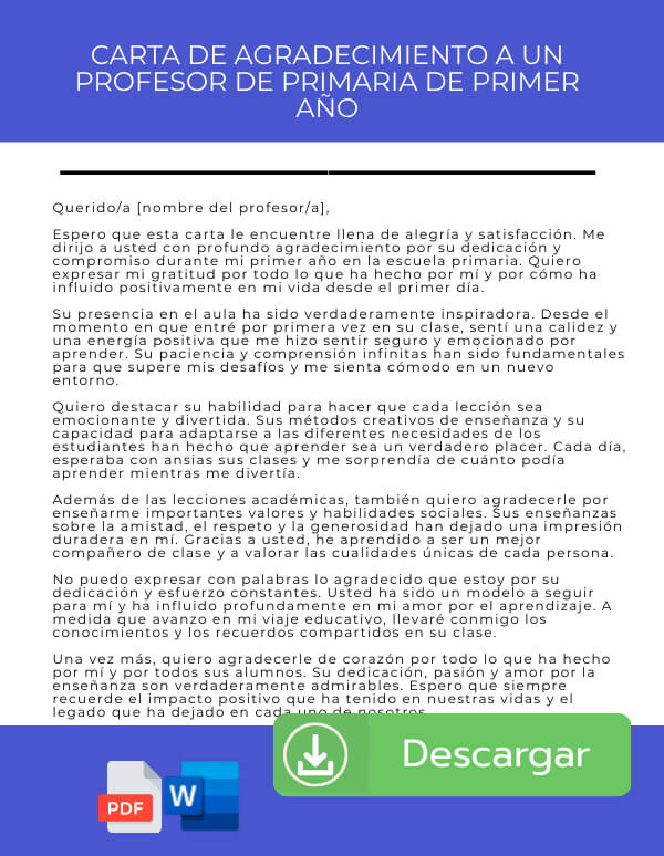 Modelos de cartas de agradecimiento para profesores