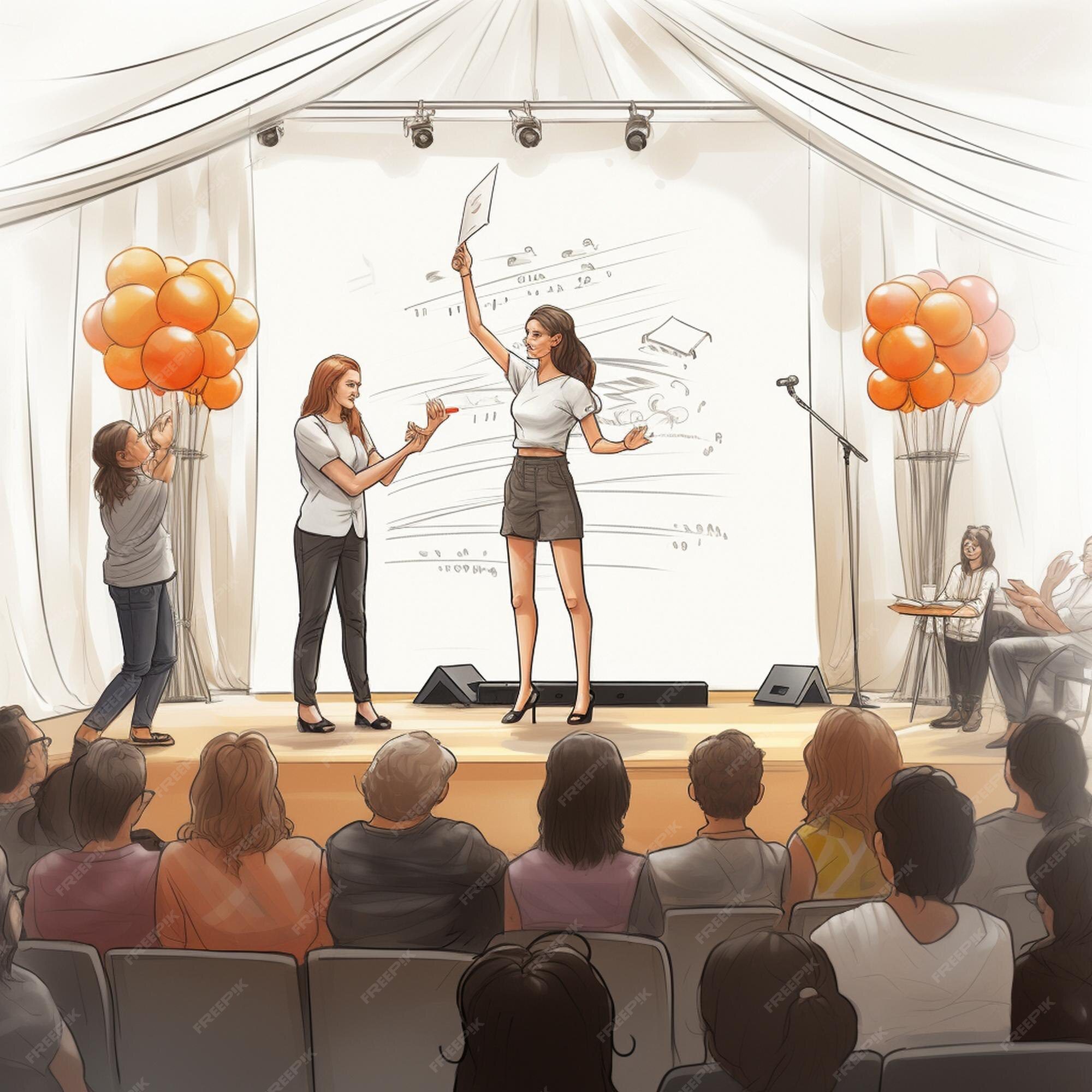 Que decir en una bienvenida escolar 2 Estudiante dando un discurso en un escenario