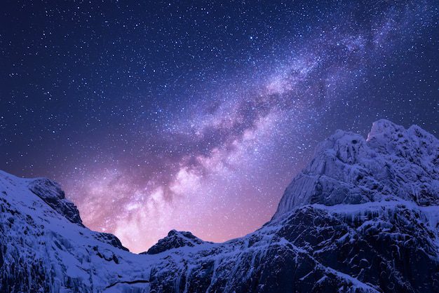 Qué quiere decir que estás en los cielos 3 Cielo estrellado sobre montañas nevadas